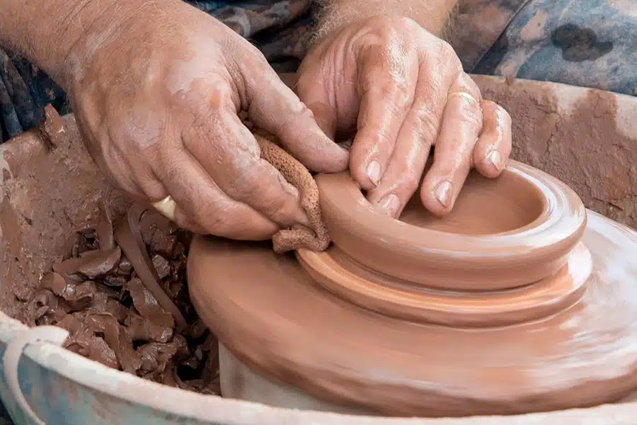 throwing clay demonstration at Kutztown Folk Festival