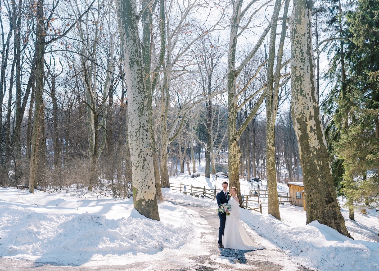 One of the Most Romantic Wedding Venues in Reading PA 1 One of the Most Romantic Wedding Venues in Reading PA, photo of a happy bride and groom in the snow for their winter wedding